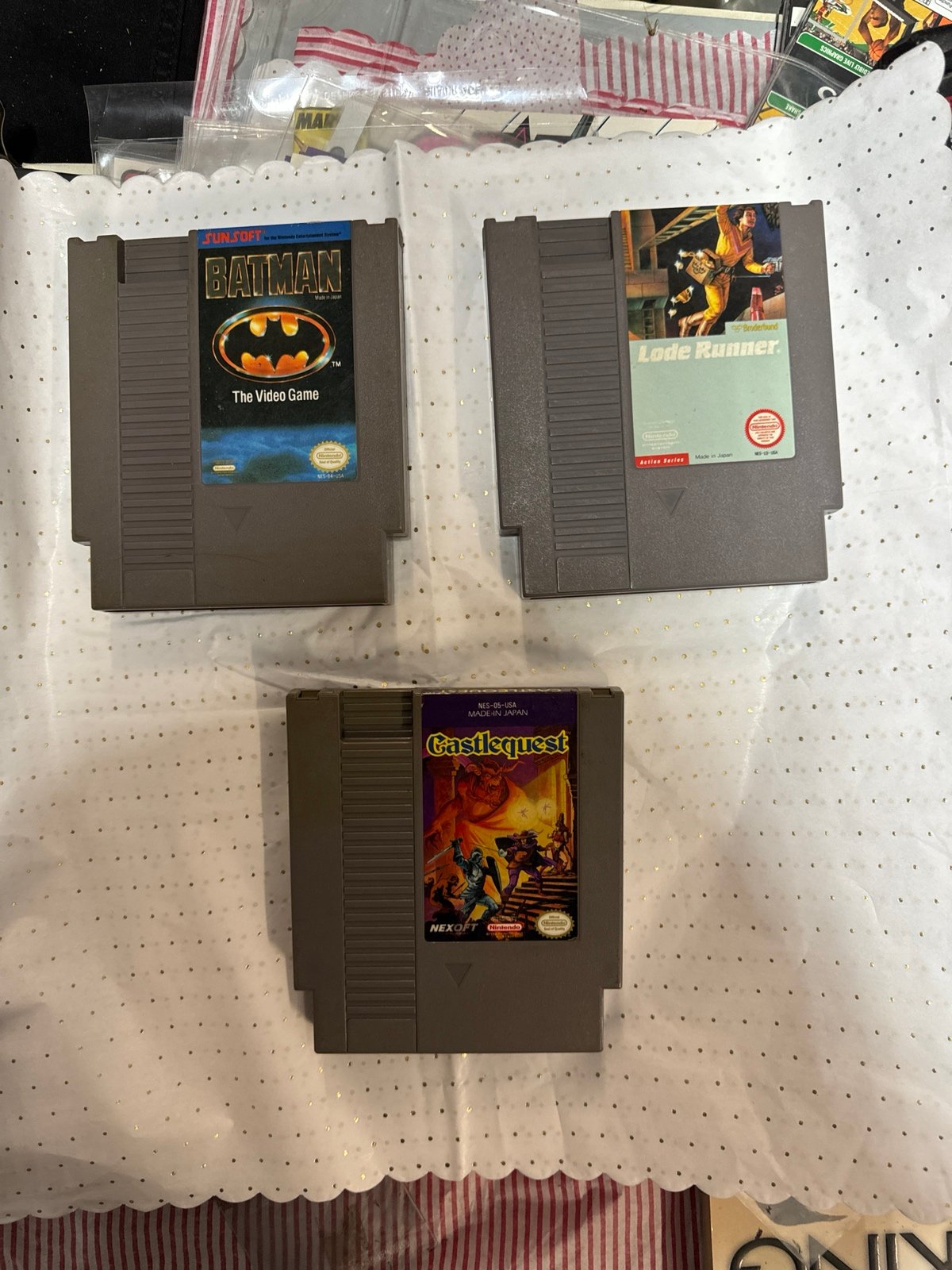 vintage Nintendo sets of 3 games
