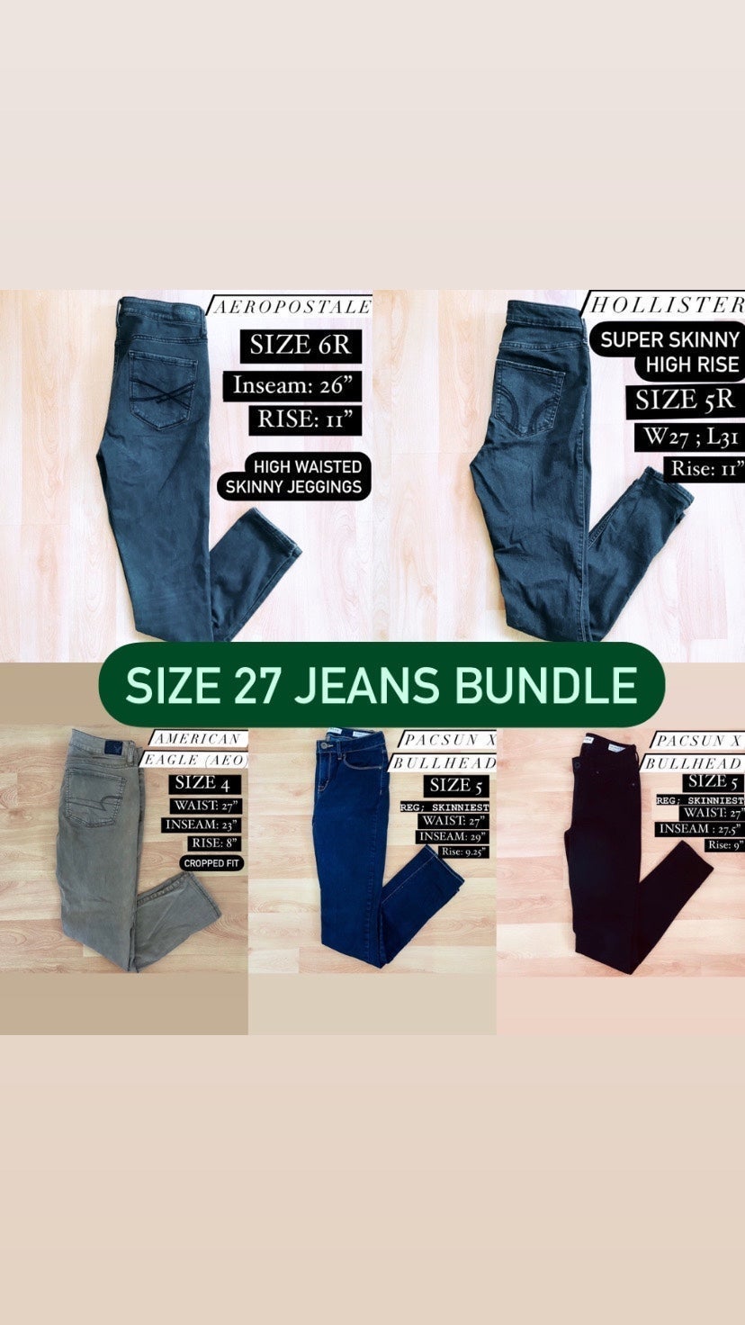 Size 27” / 5 Jeans bundle (Aero, Hollister, Pacsun Bullhead , American Eagle)