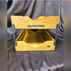 Wood Metal Office In/Out Box Vintage
