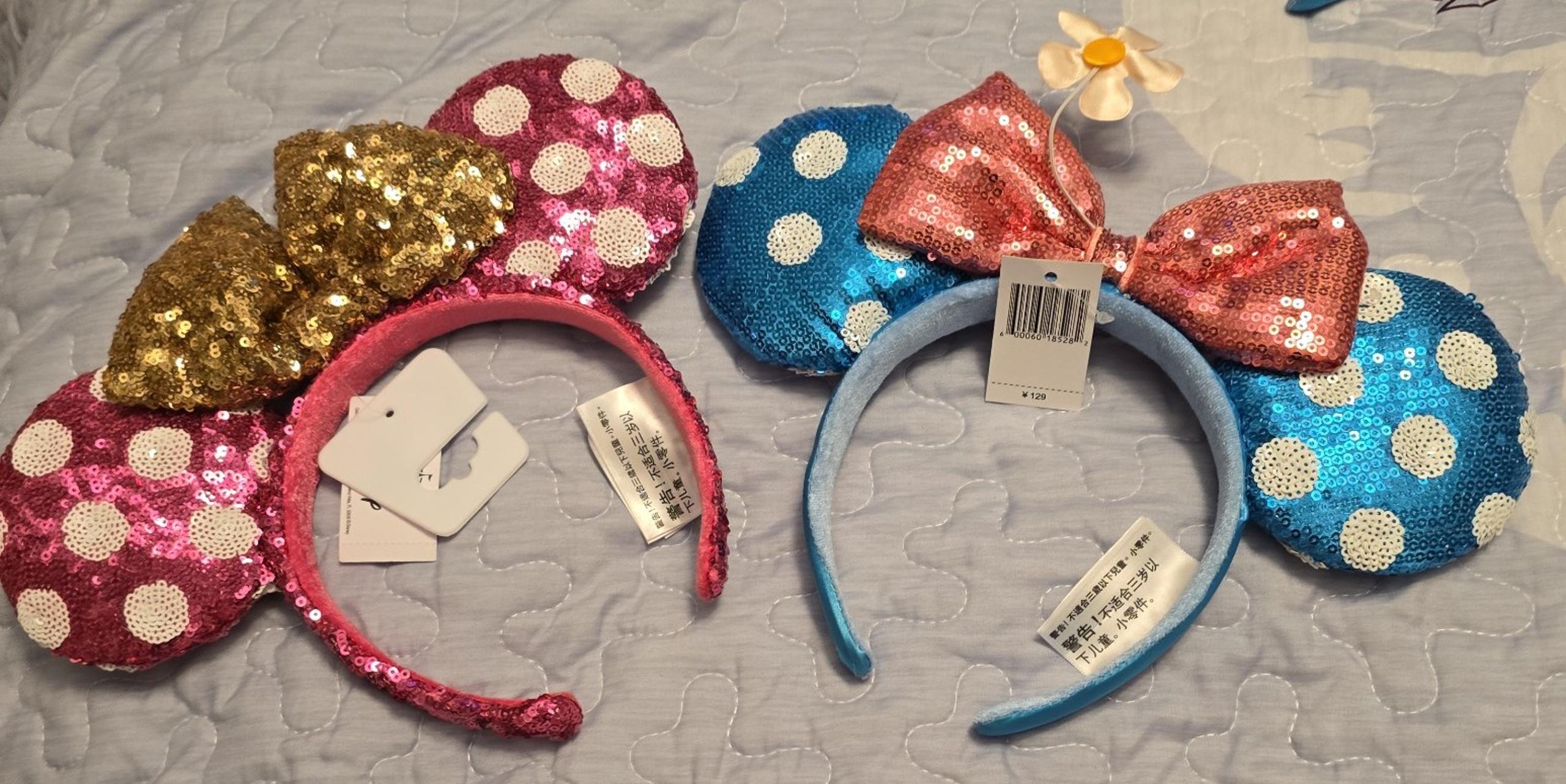 Disney Minnie Mouse polka-dot sequin ears-2 pair NWT
