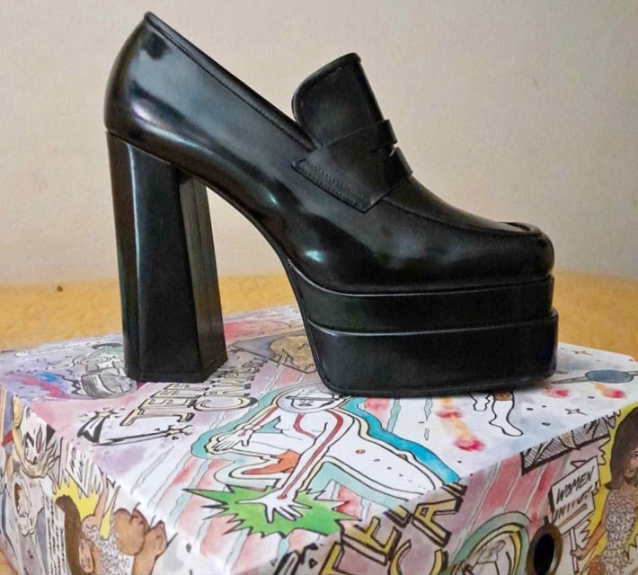 Jeffrey Campbell LAXED Double-stacked Platform Loafer Pump Boots BLACK NEW W BOX