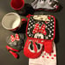 Disney Minnie Mouse Lot - Soup Mug, Dish Towel, Pot Holder, Oven Mitt, Socks
