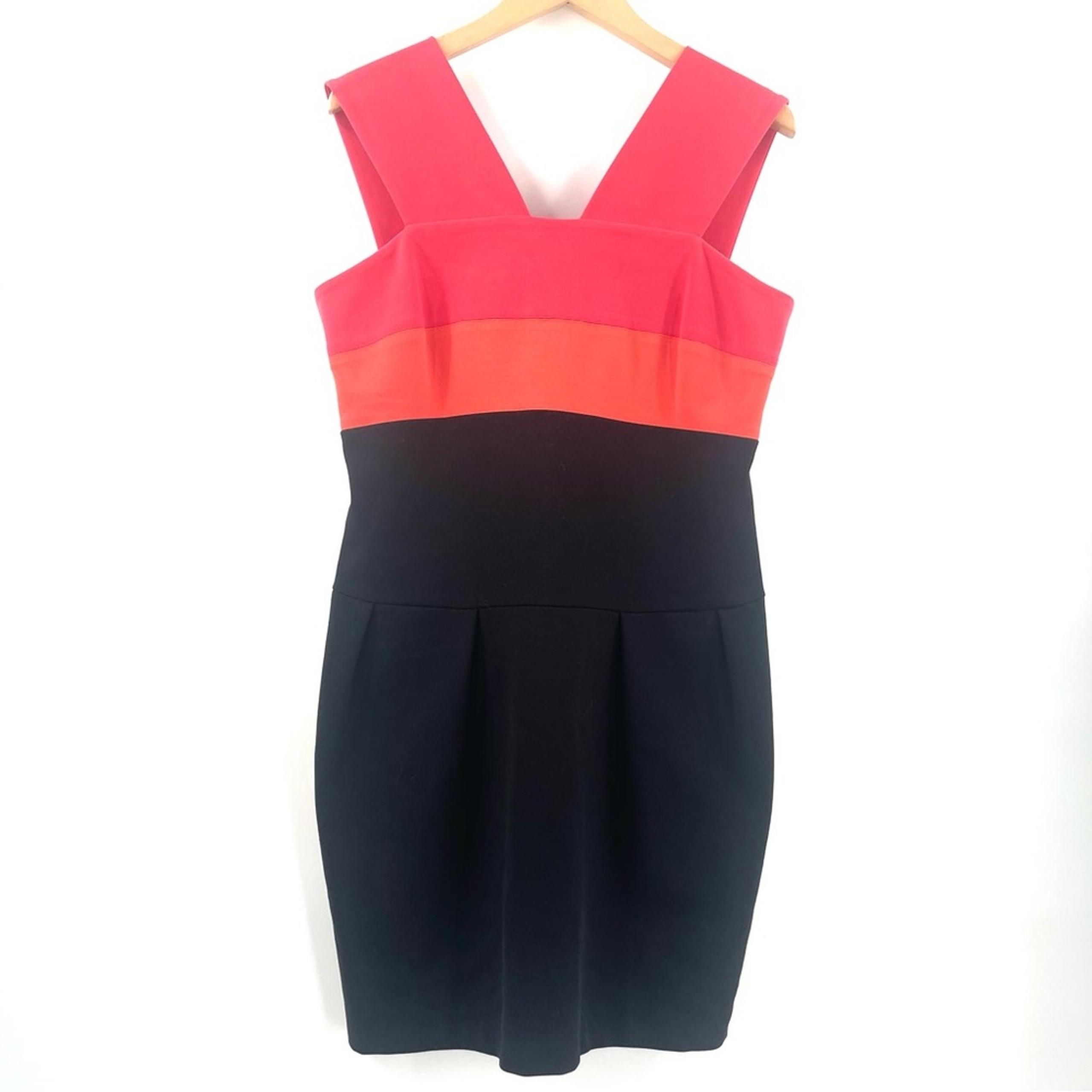 LIDA BADAY Dress Size 14 Stripe Colorblock Ponte Sheath Stretchy Cocktail Office