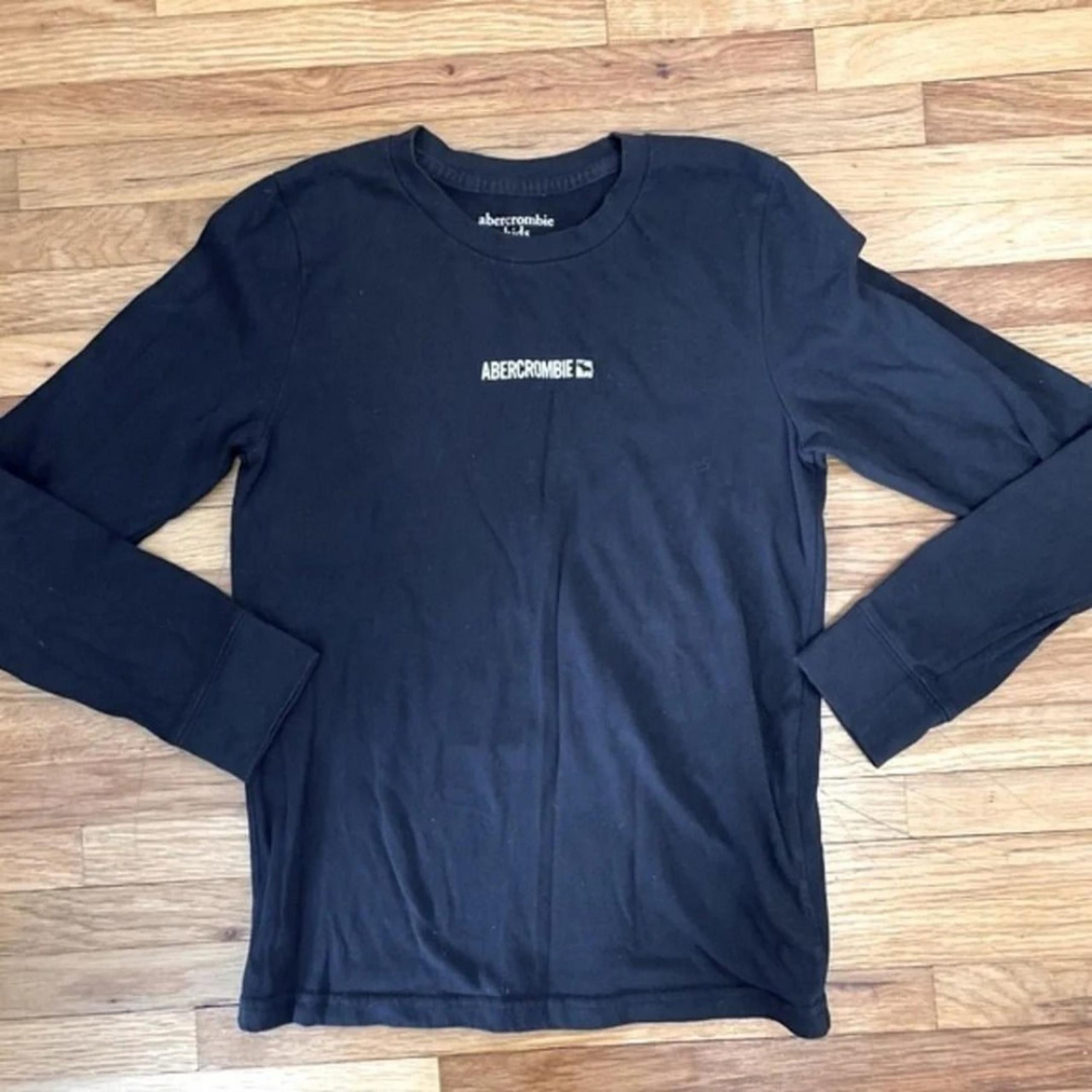 Abercrombie Kids Black Long Sleeve Logo T-Shirt Size 9/10