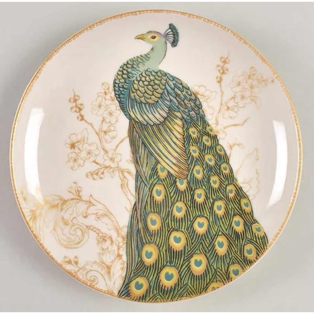 222 fifth set of 4 Serene Peacock Salad plates
