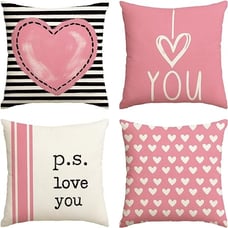 Valentine's Day I Love You Throw Pillow Covers, 18 x 18 Inch Pink