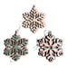Handmade 3 Pink/Green Green/Pink Pink/Off White Hand Painted Snowflake Ornaments