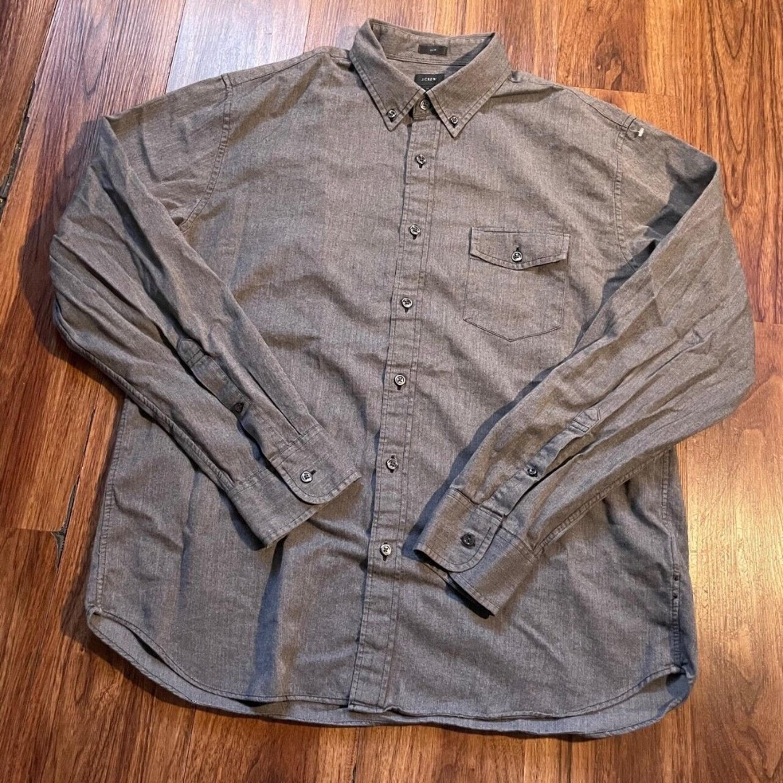 J. Crew Classic Slim Button Down Long Sleeve Shirt Gray Casual Men's Size XL