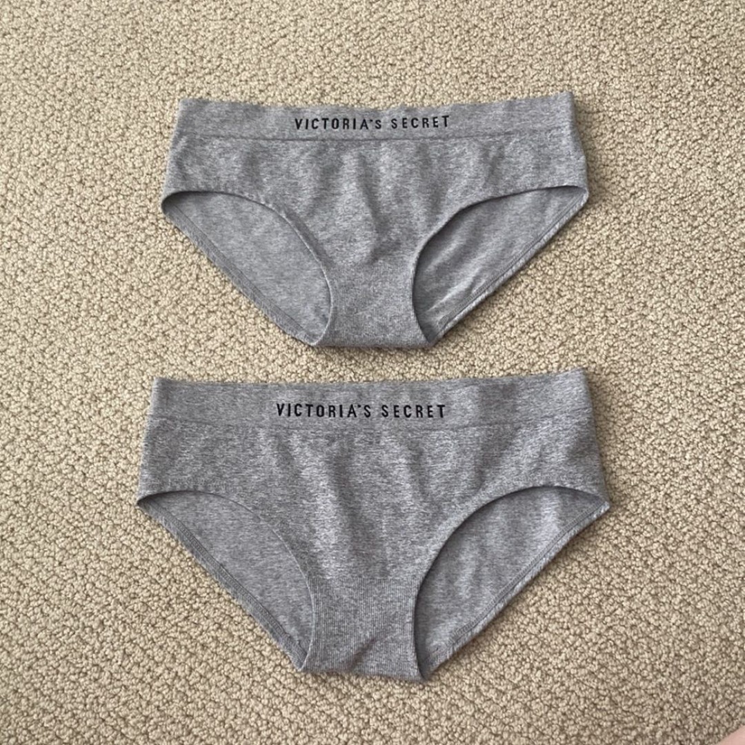 NEW Victoria’s Secret Grey Logo Hiphugger Hipster Medium Panties Bundle NWOT