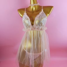 Babydoll Mesh Slips With Thong & Choker