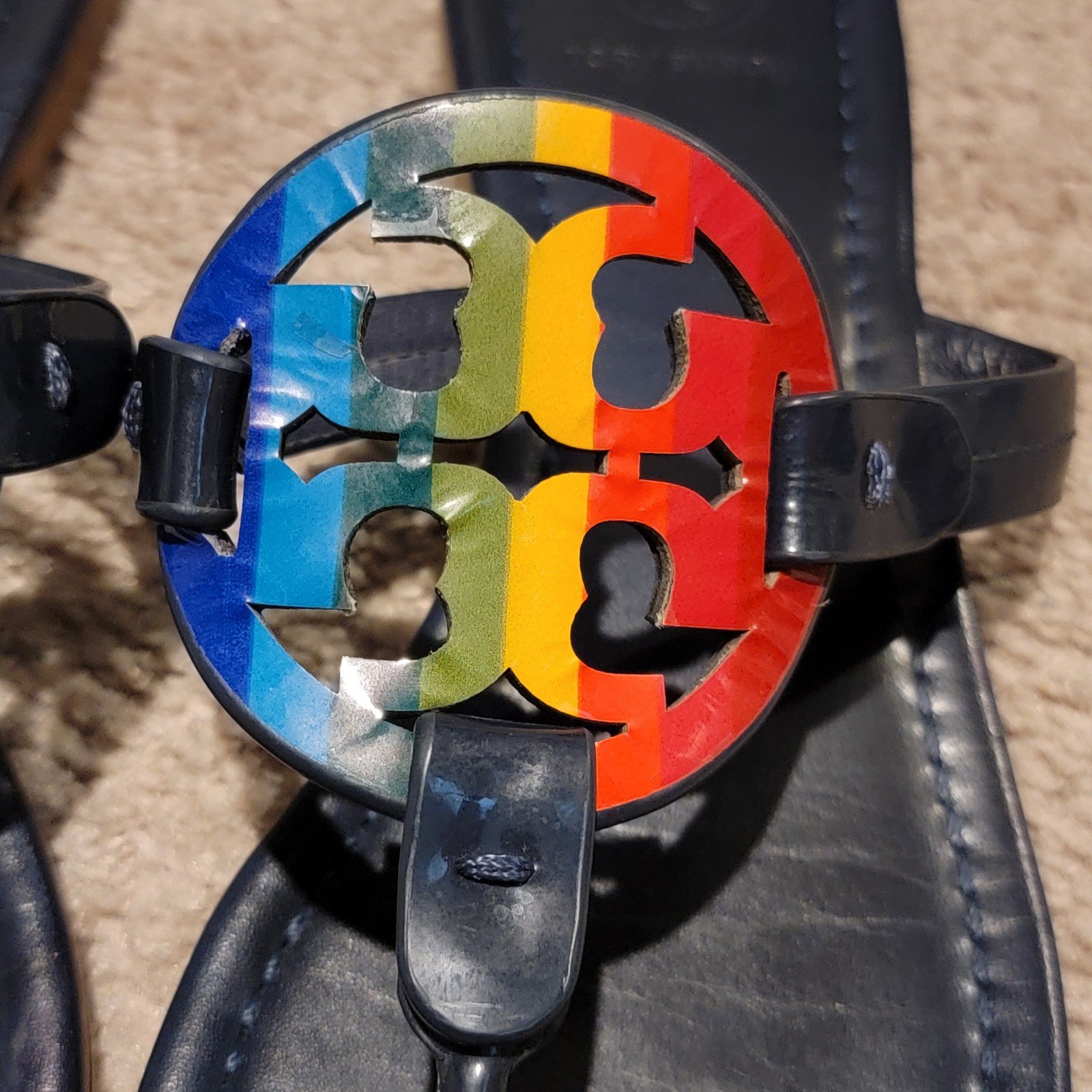 miller sandal printed patent leather rainbow