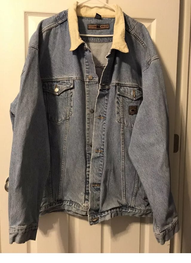 Cutter & Buck Denim Blue Jean Jacket Mens Size 4XB Trucker Coat Button-VGT