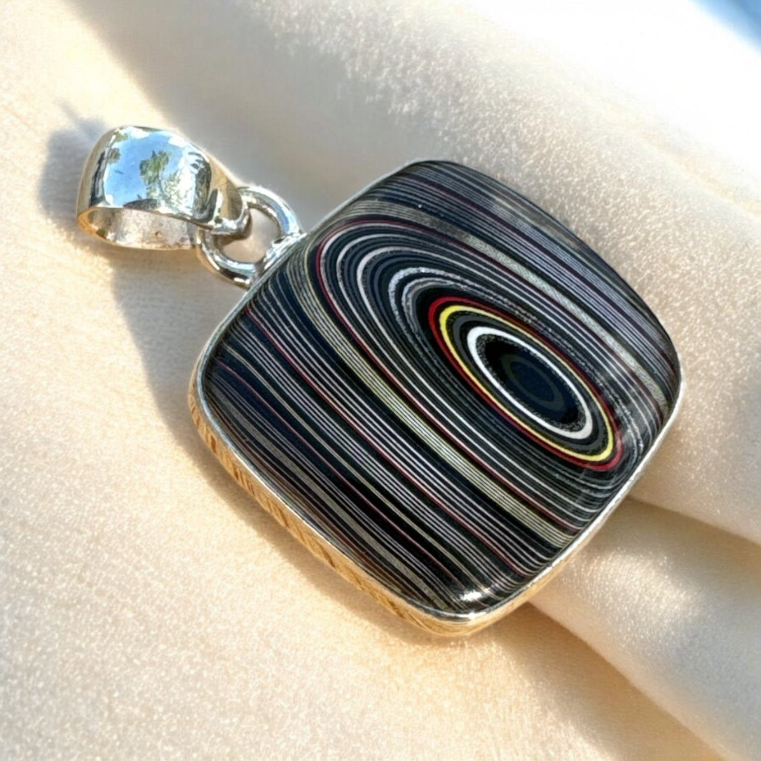 Fordite Solid 925 Sterling Silver Pendant
