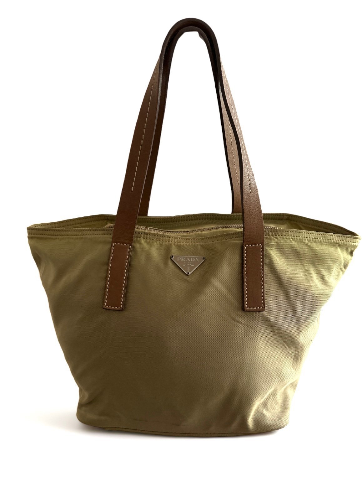 Prada Beige Nylon Zip Top Tote Bag