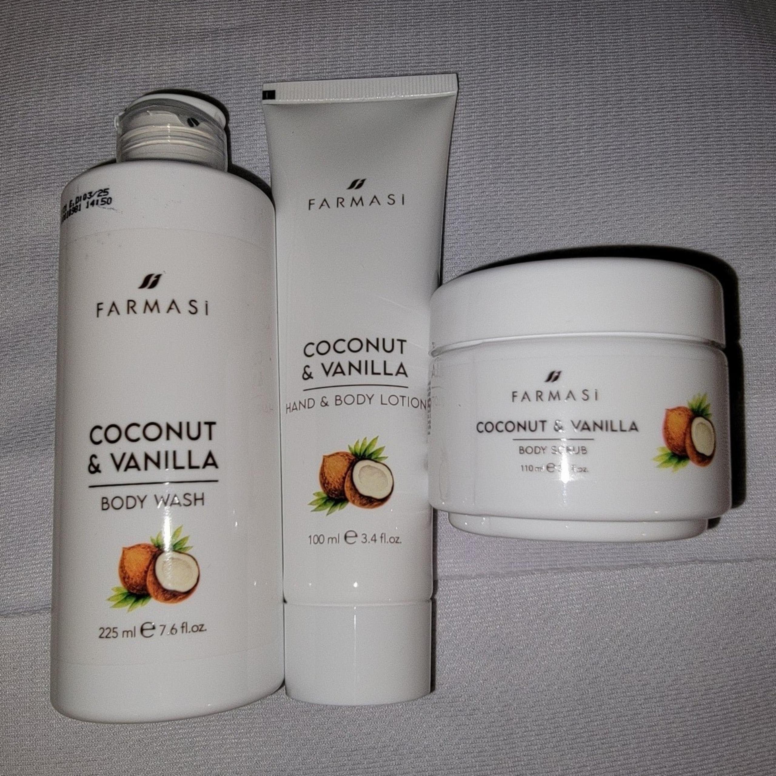 NEW Coconut Vanilla Lotion, wash & scrub set