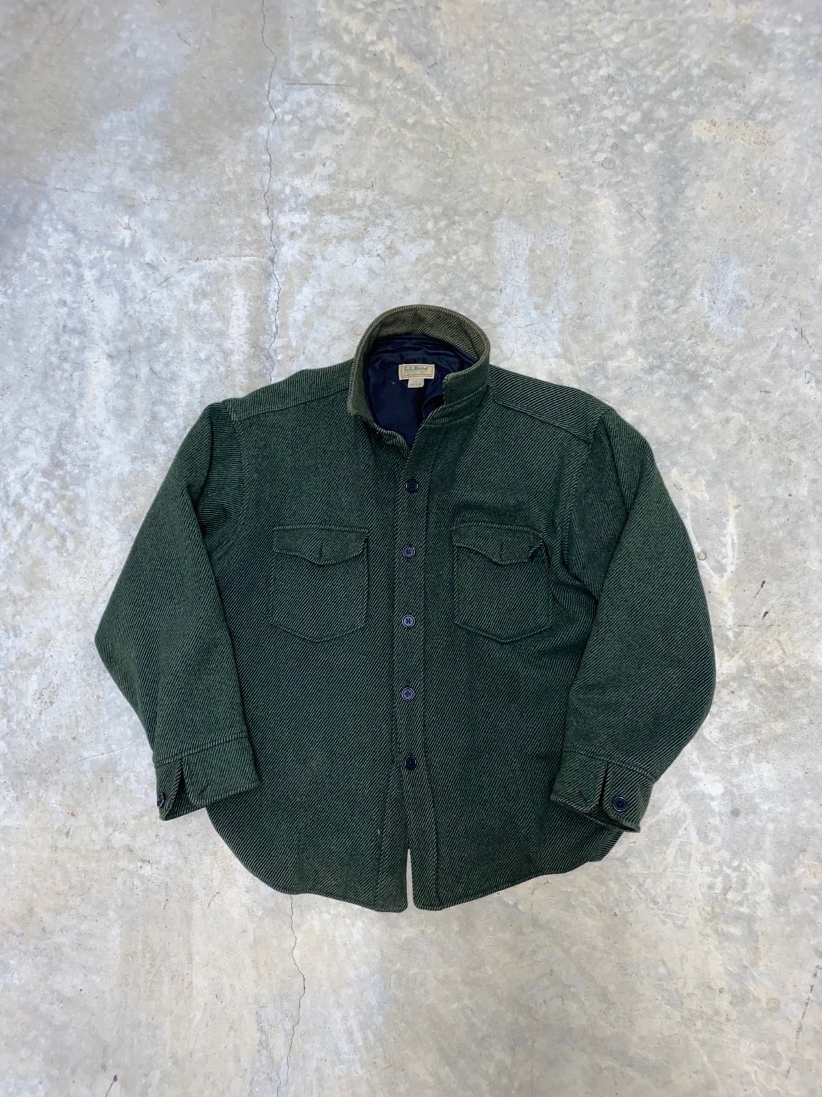 VTG LL Bean Northwoods Tweed Wool Shirt Jacket Mens Sz L Made in USA Button Up
