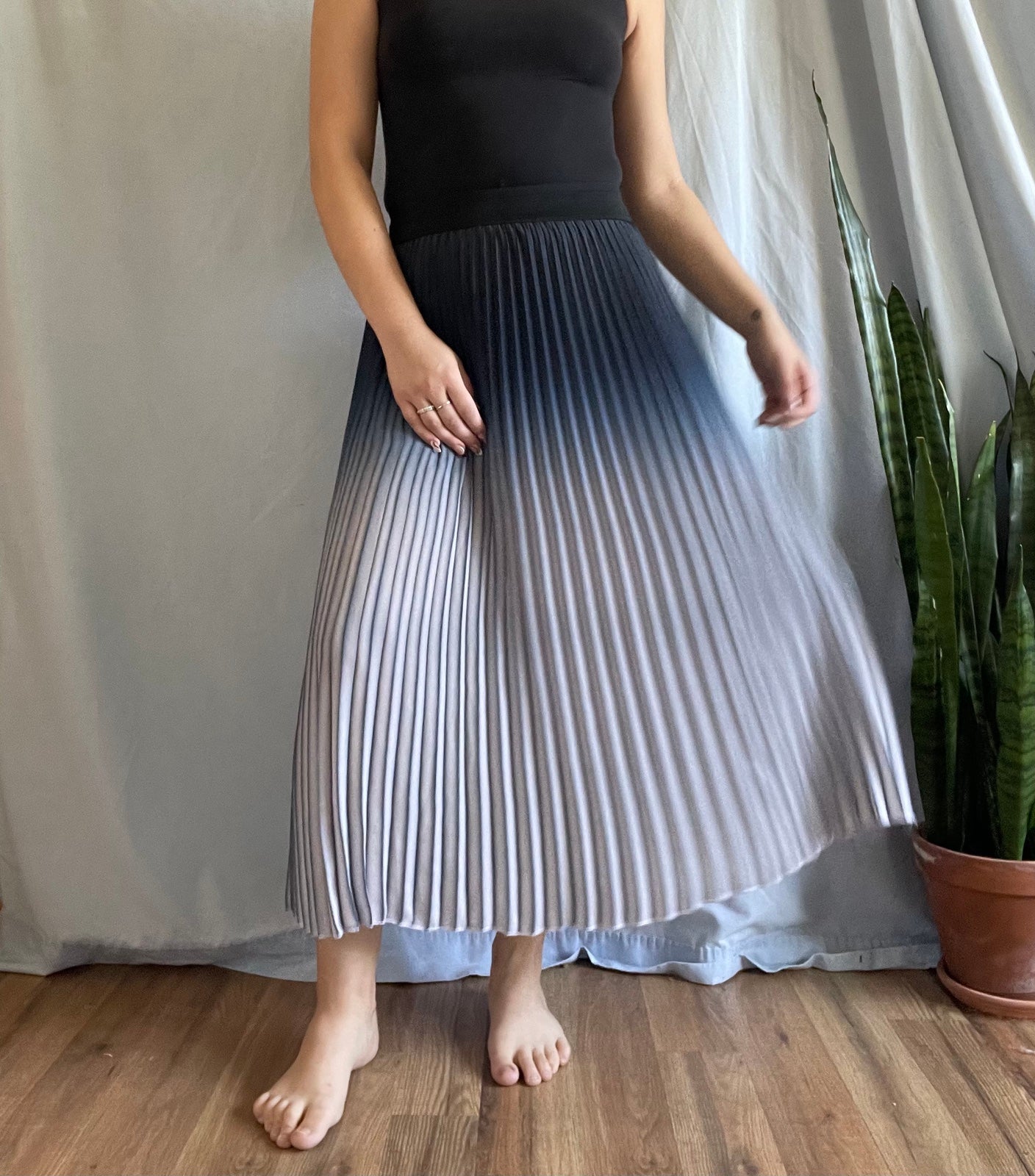 Maje Ombre Pleated Midi Skirt