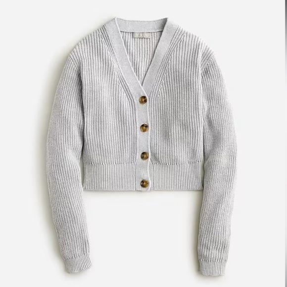 NWT JCREW Cotton-blend cropped V-neck cardigan sweater in Heather Dove