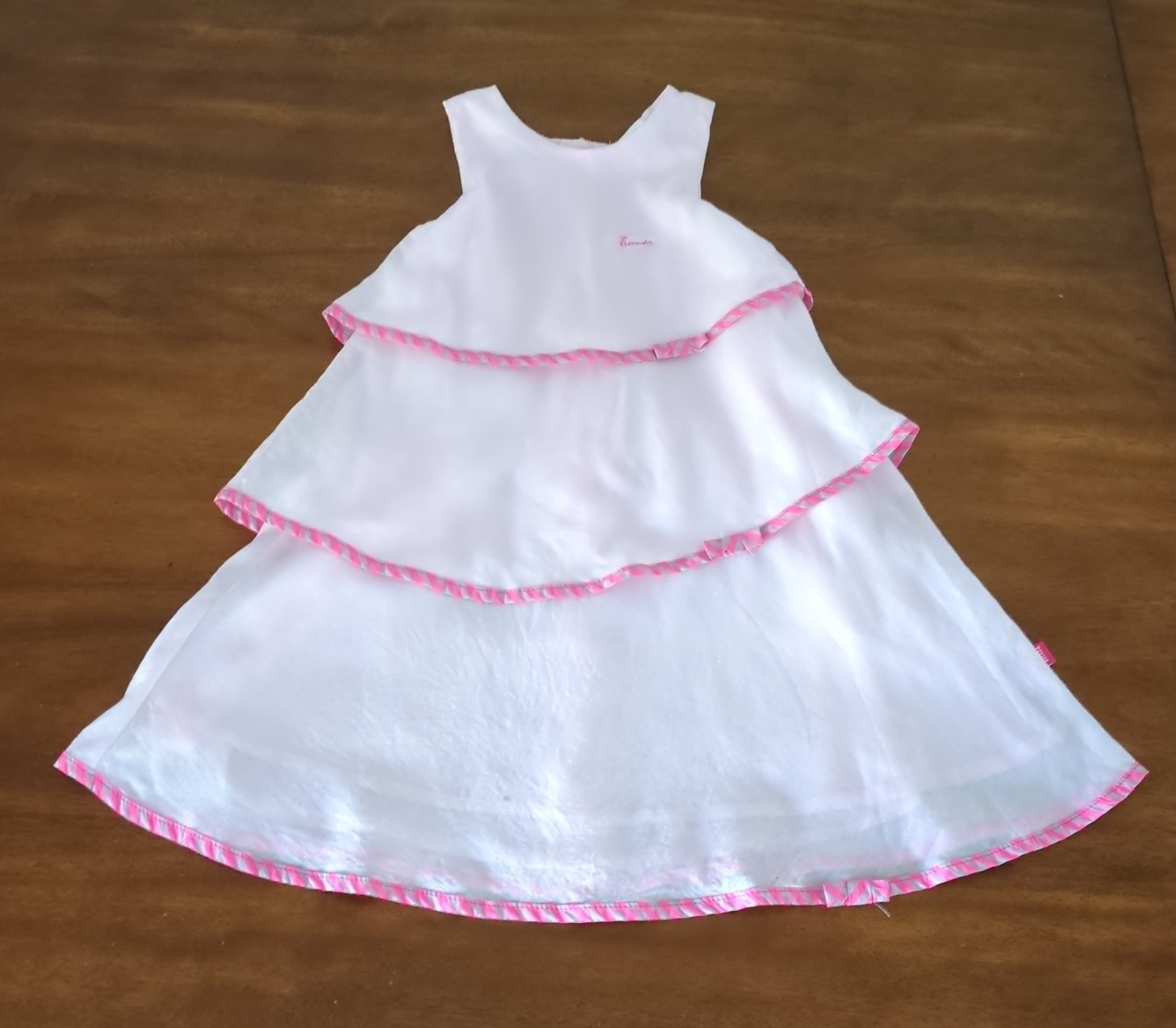 Escada toddler girl tiered pink dress 100% cotton size 3 NEW - Tags