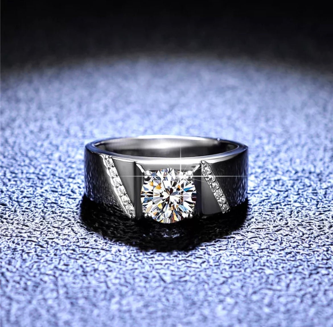 Men Moissanite Diamond engagement Ring wedding band