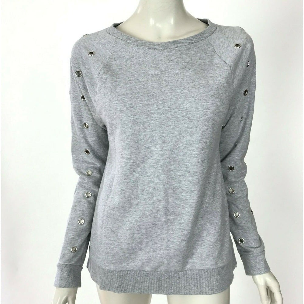 Joe's Collection Izzy Sweatshirt Sweater Grey Long Sleeve Embellished Women S