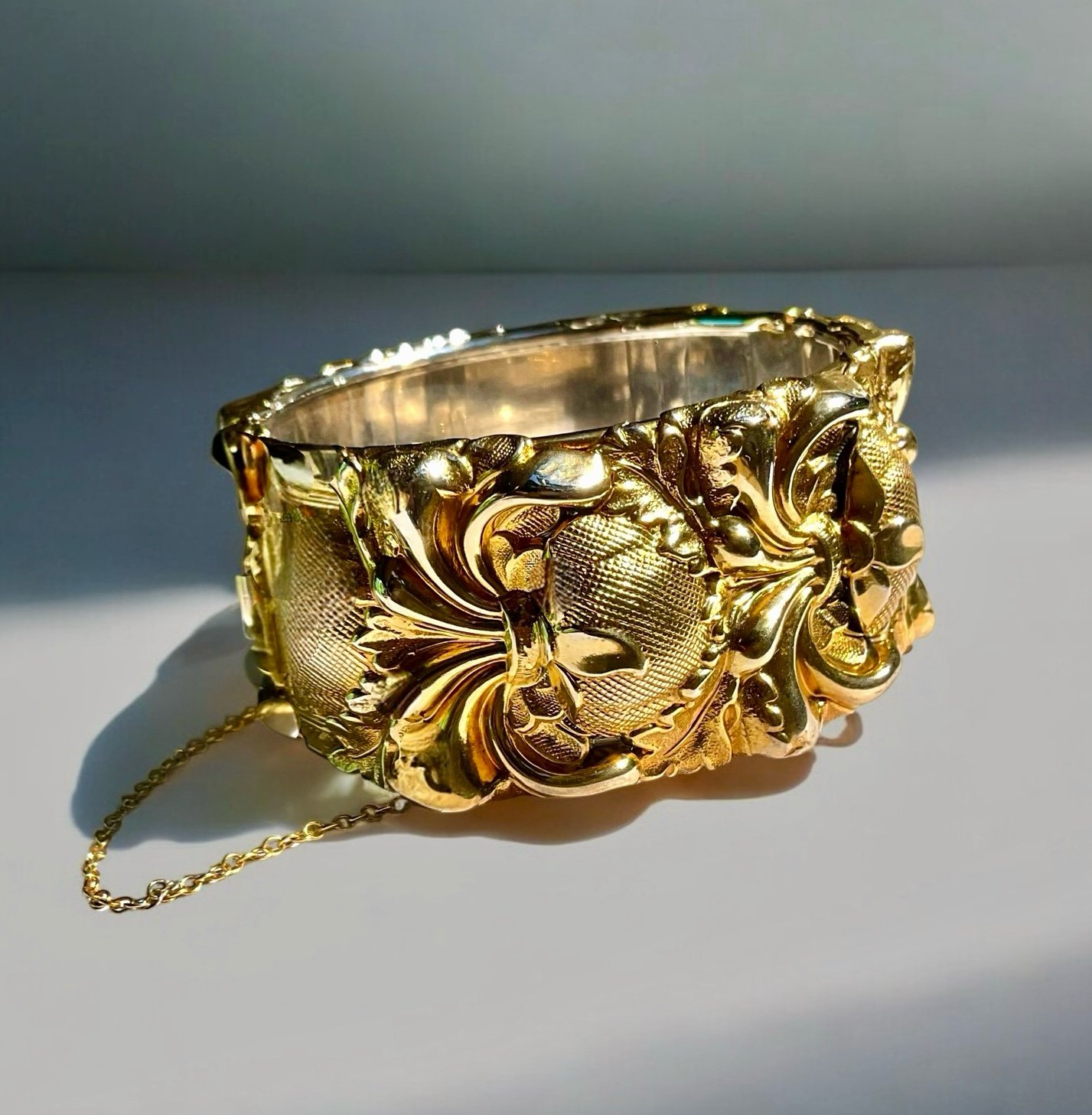 Vintage Victorian Revival Gold Repousse Bracelet