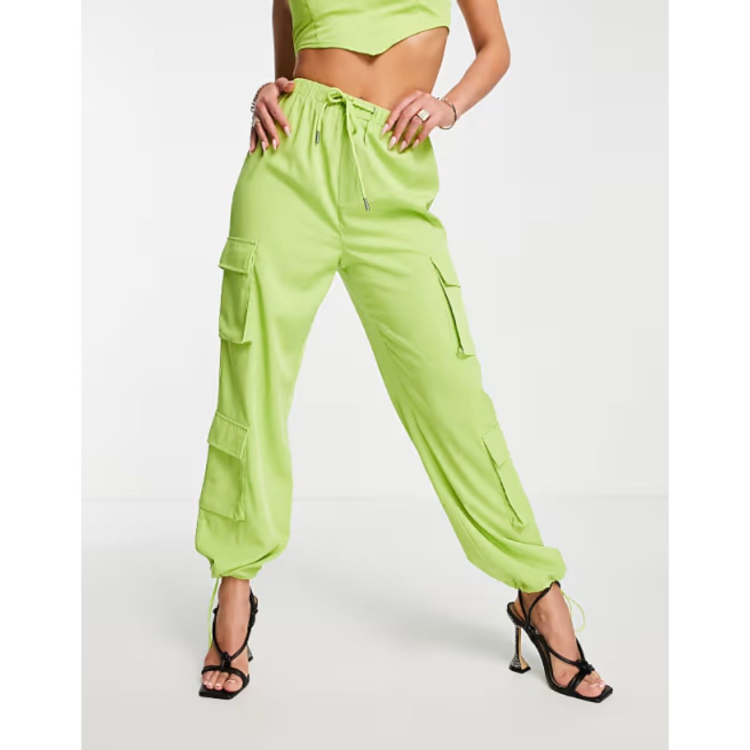 I Saw It First cargo pants in lime - part of a set (ASOS)