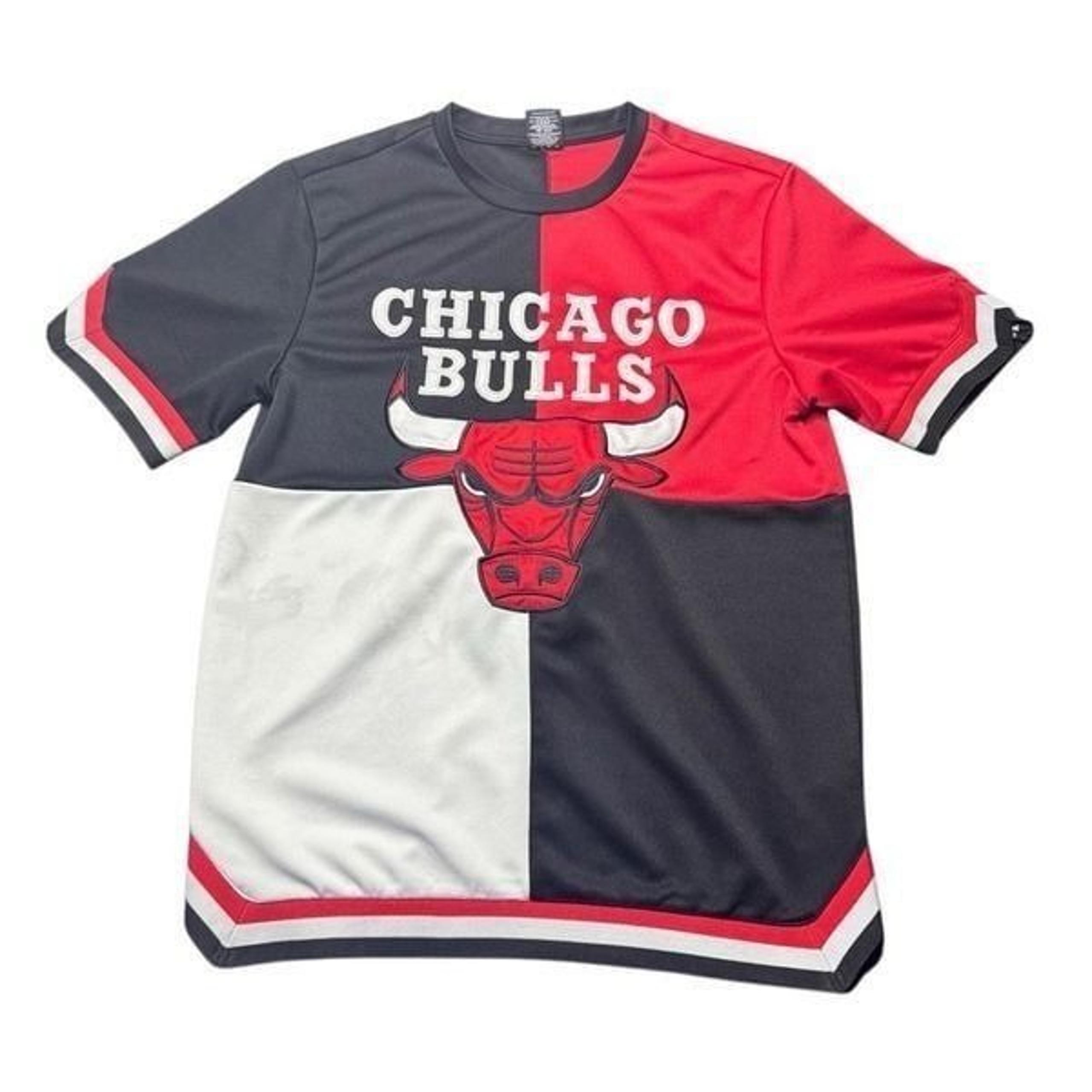 Unk NBA Chicago Bulls Jersey Style Warm Up Shirt Mens Medium Red Black White