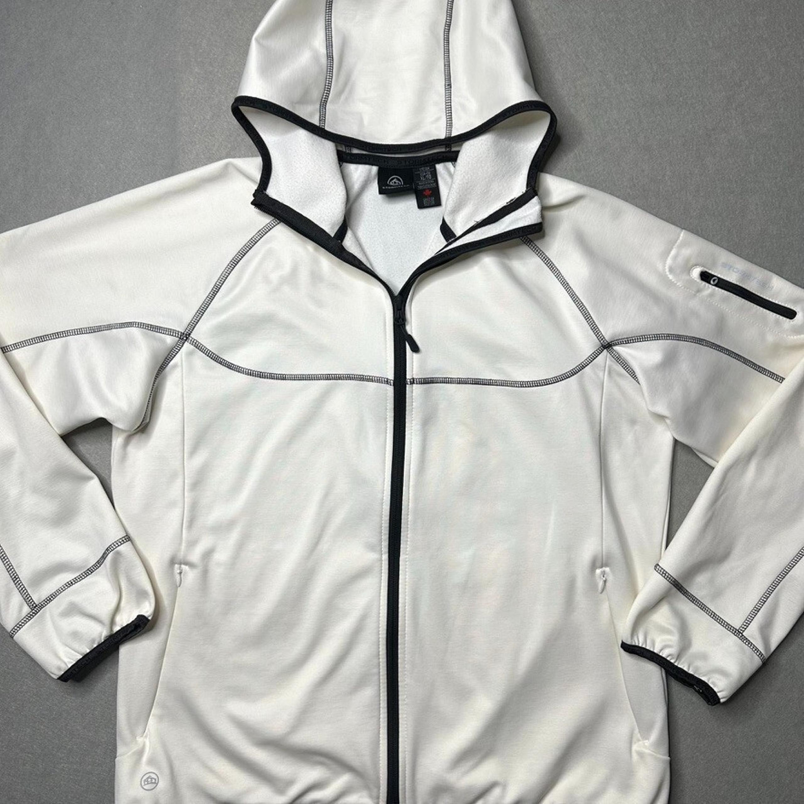 Stormtech Men’s XL Full Zip Softshell Hoodie White Contrast Stitch Tech Jacket