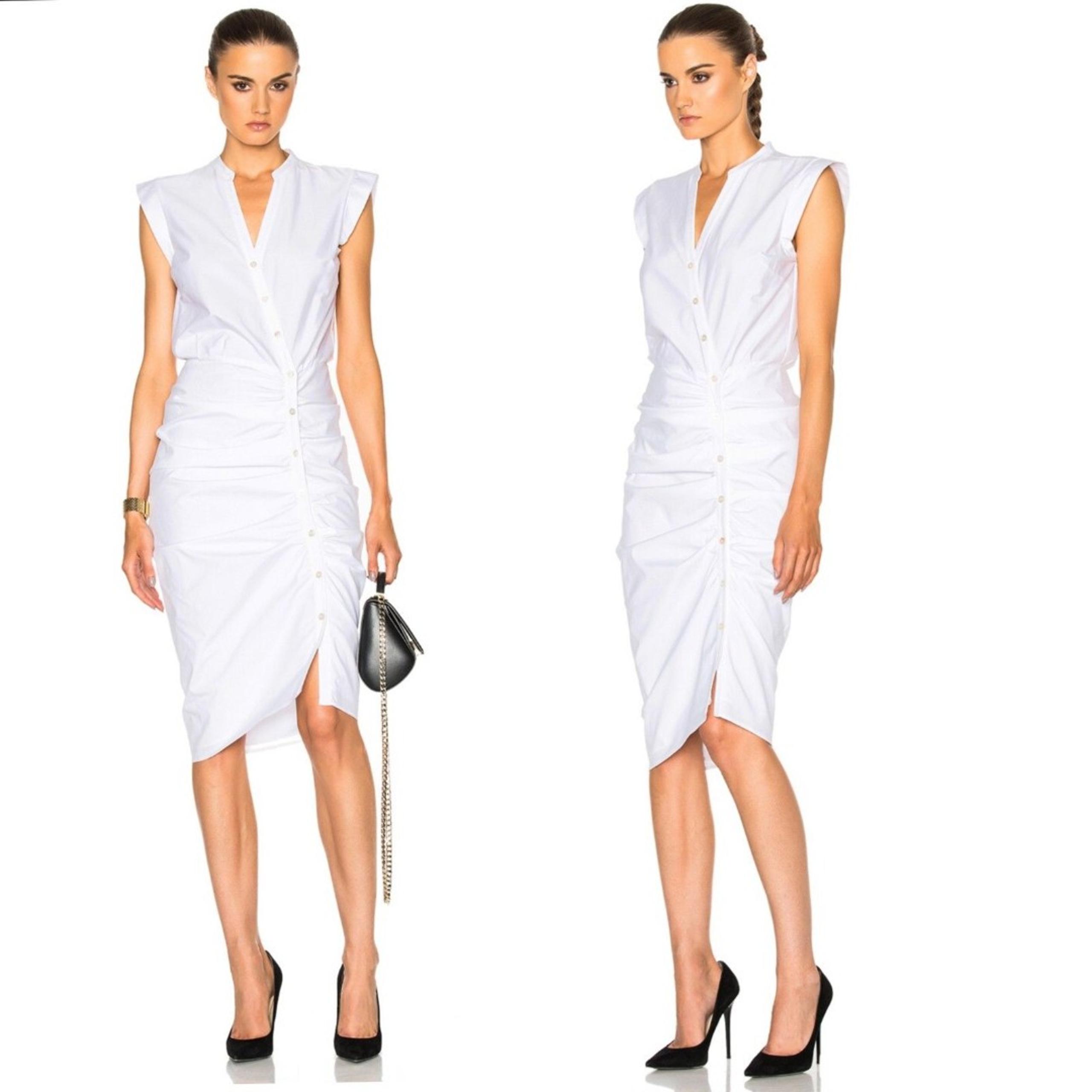 NEW Veronica Beard Ruched Shirt Dress in White