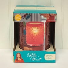 Pioneer Woman Coral Amelia Embossed Glass Scented Wax Warmer Full Size*New*