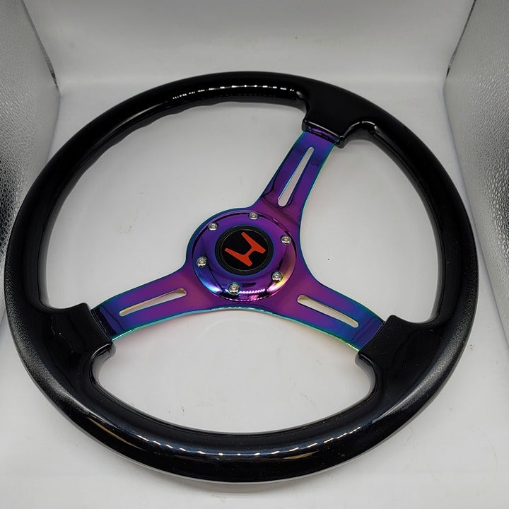NEW 350MM 14 Universal Honda Red H ABS Steering Wheel Black With Neo Spoke