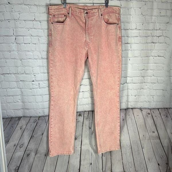 LEVI'S 511 Pants Mens W40 x L32 PINK Jeans Acid Wash Tapered Slim Fit Stone Wash