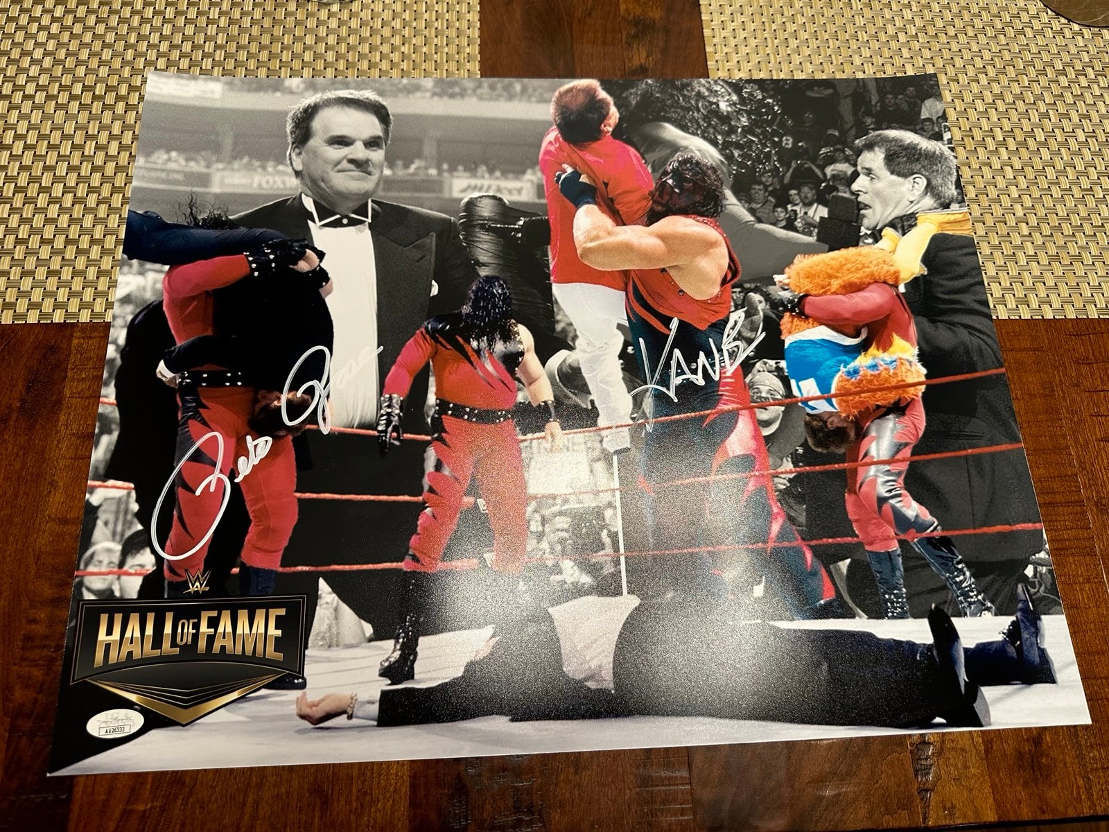 Pete Rose & KANE Signed Autographed 16x20 Photo JSA Authentic WWE 12