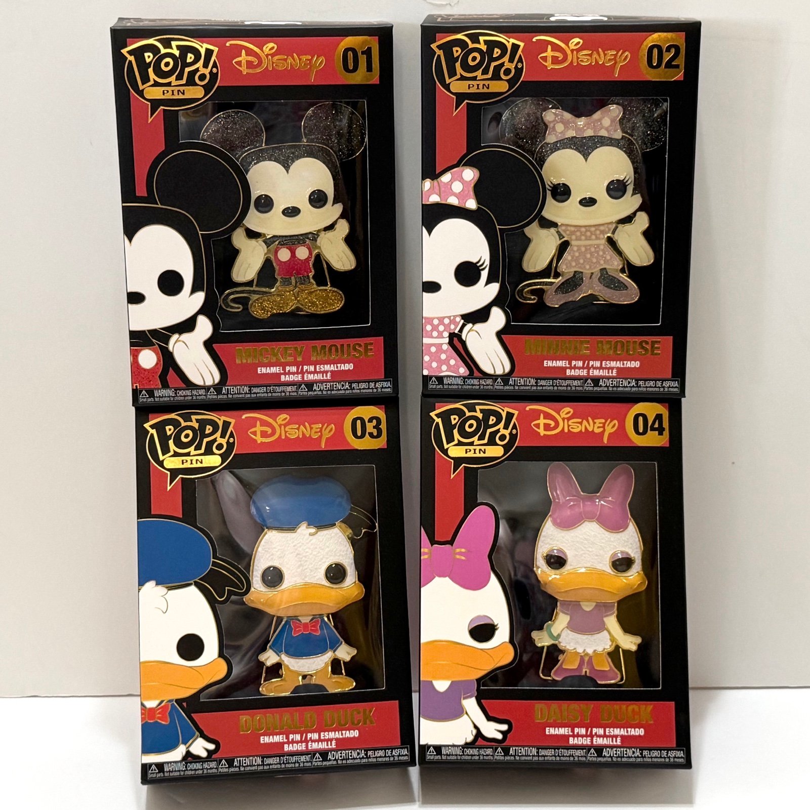 4pc Disney Funko Pop Pin Set Mickey Minnie Donald Daisy MIB