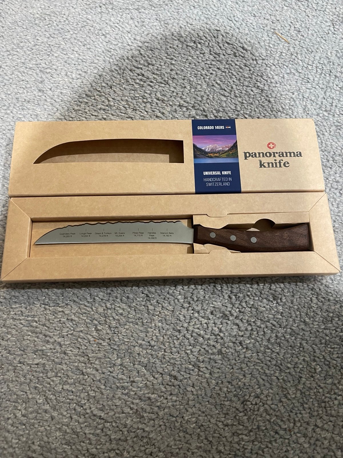 PanoramaKnife Kitchen Knife, Swiss Made, Colorado 14ers-Surgical Stainless Steel
