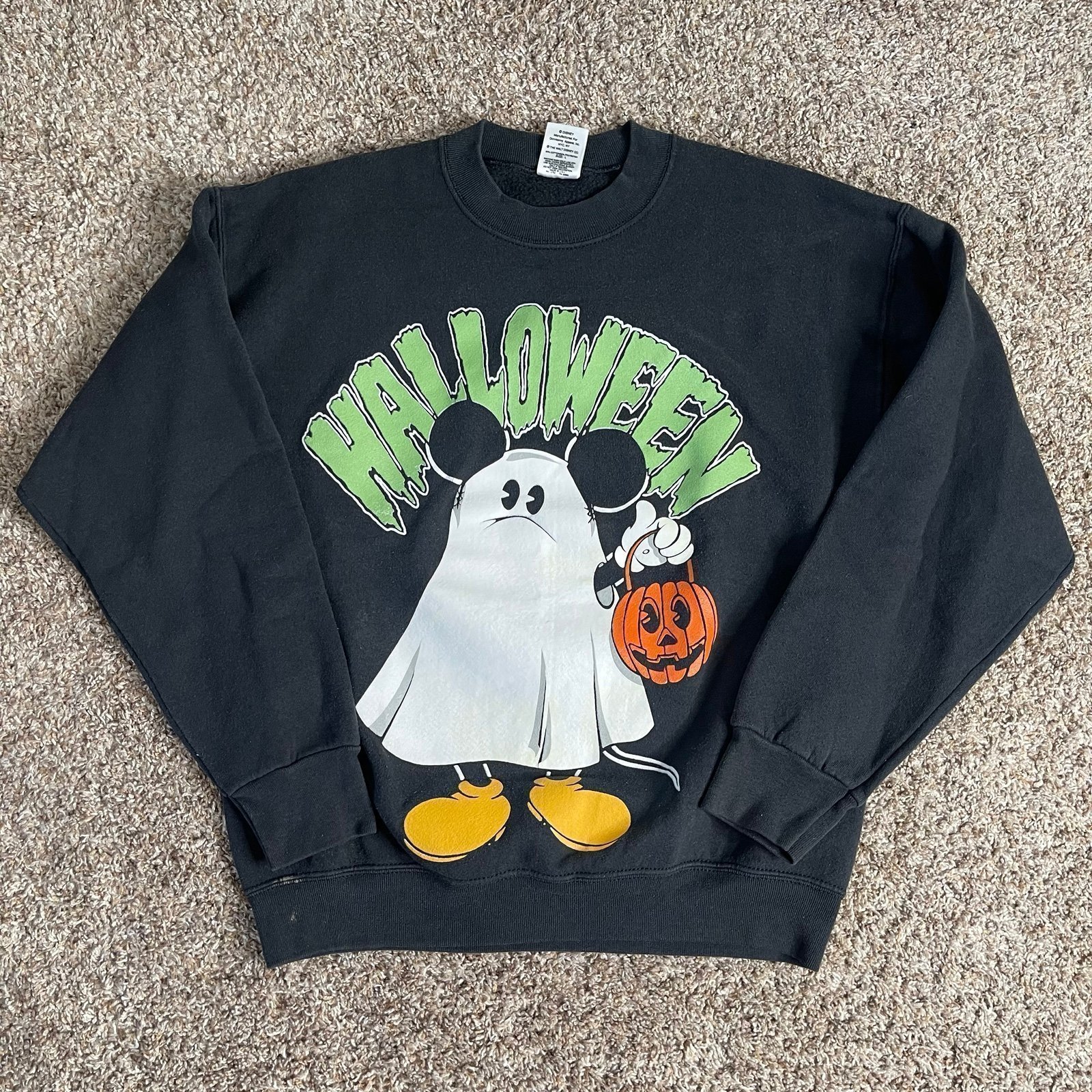 Vintage Deadstock 90s Double Sided Ghost Mickey Disney Halloween Crewneck