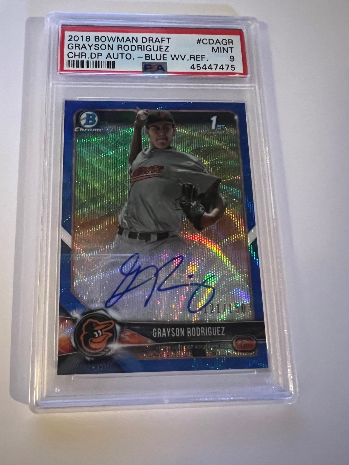 Grayson Rodriguez 1st Bowman Baltimore Orioles Auto card PSA9
