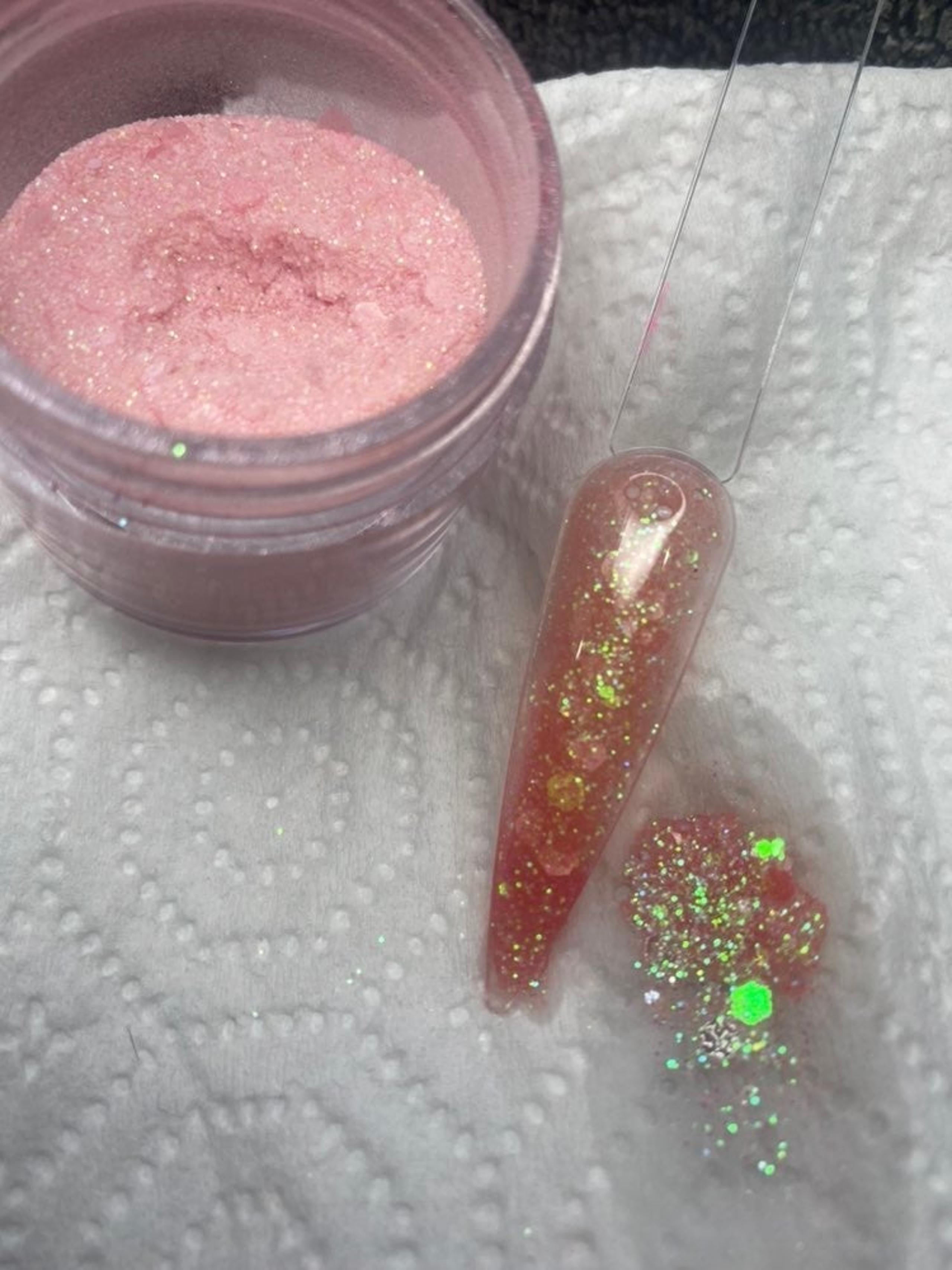 Blush acrylic glitter powder mix