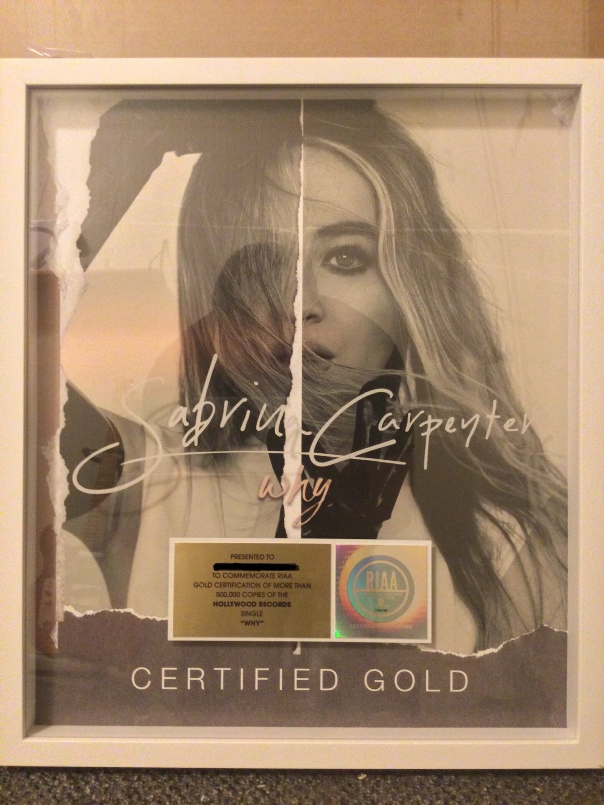Sabrina carpenter RIAA GOLD award WHY ( ONLY SELLING TO SABRINA FAN )