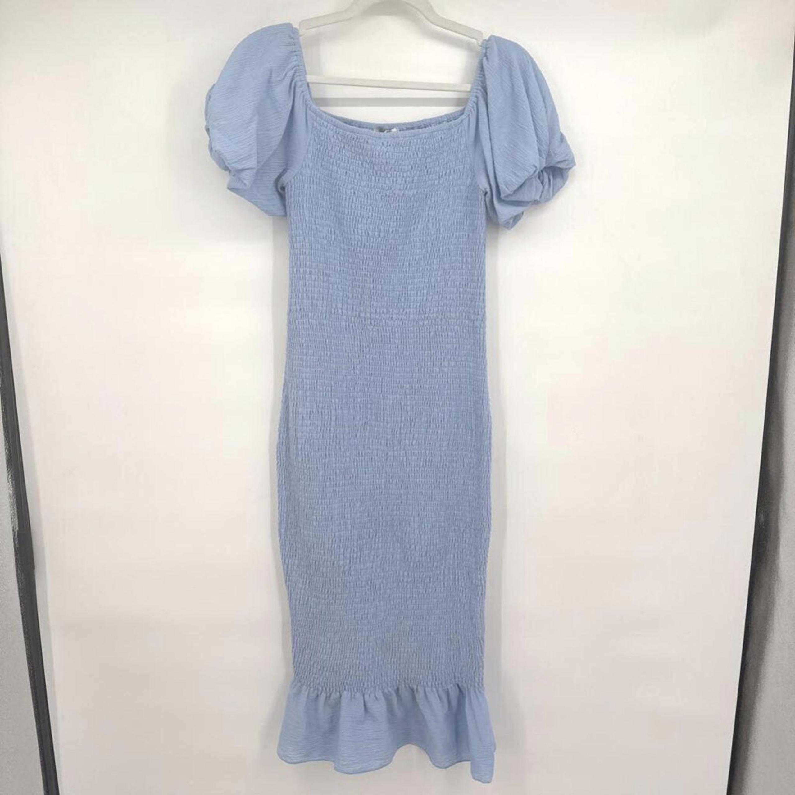 Women's Baltic Born NWT Alana Cotton Smocked Midi Dress Blue Medium