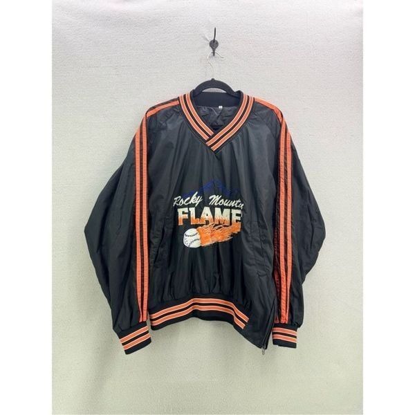 Vintage Rocky Mountain Flame Baseball Windbreaker Sports Jacket Size Medium Stun