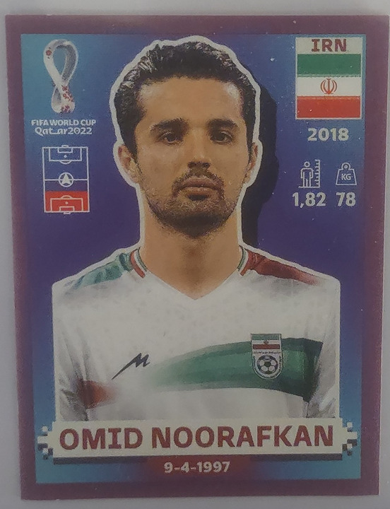 panini fifa world cup qatar 2022 sticker Omid Noorafkan purple parallel RARE