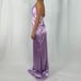 Cassandra Stone Satin Purple Open Back Maxi Prom Dress Gown Beaded New Size 8