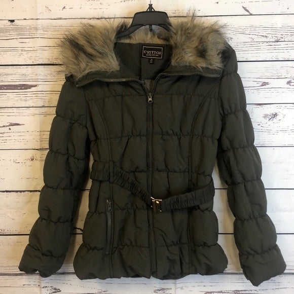 C’esttoi moss green puffer jacket