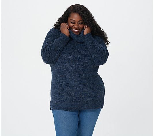 Barefoot dreams blue cowl neck tunic sweater