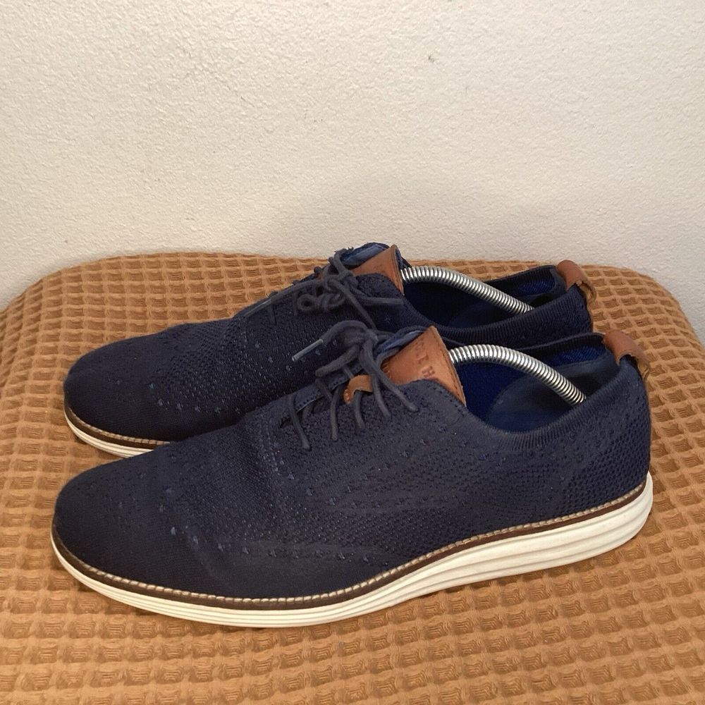 Cole Haan Original Grand Men's Sz 11 Blue Wingtip Knit Oxfords Shoes C27960
