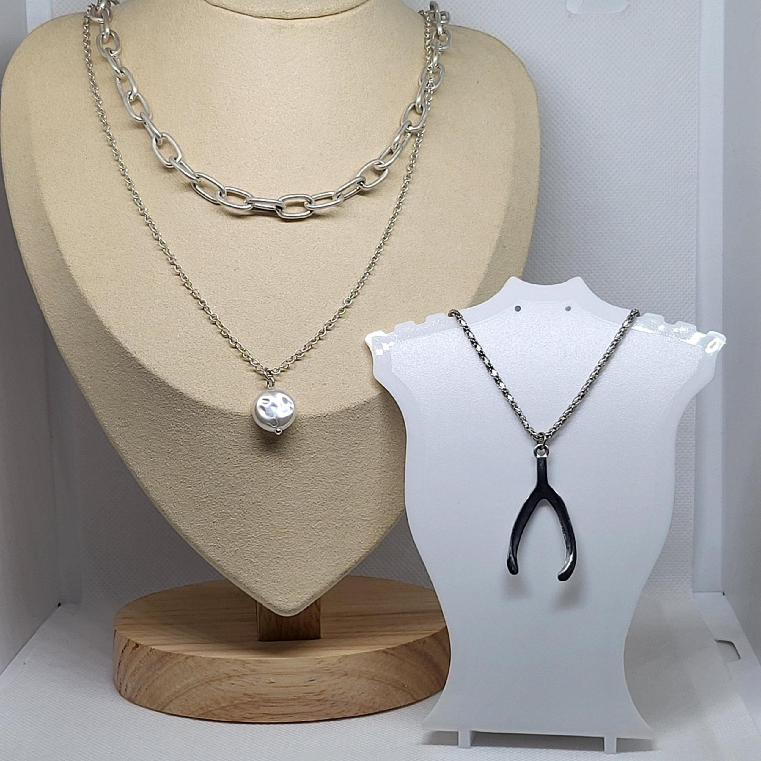 $5 SALE - 2 Unsigned VTG Layered Costume Fashion Statement Necklaces Mixed Lots