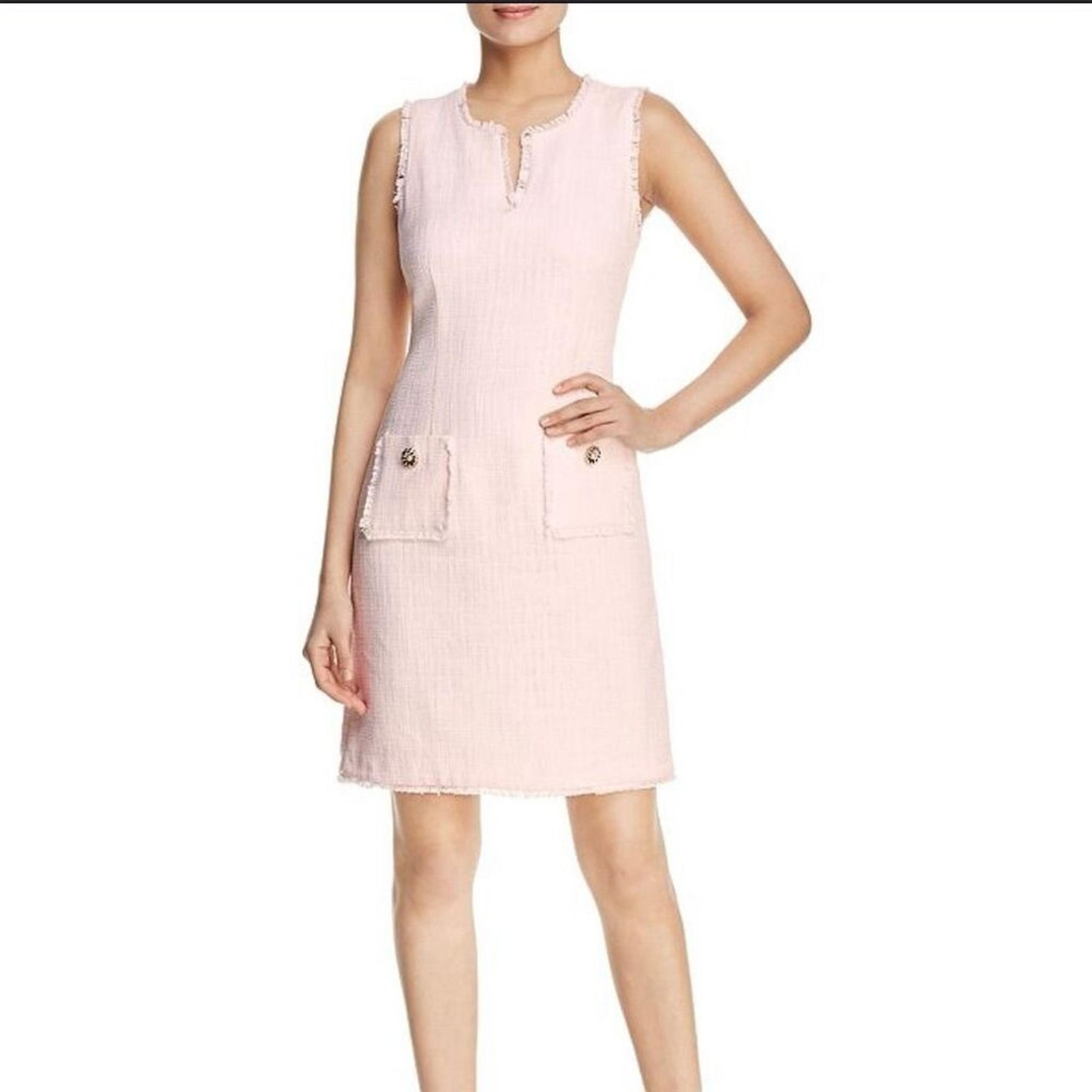 Karl Lagerfeld Paris Women's Pink Tweed Sheath Dress Size 4 Knee Length
