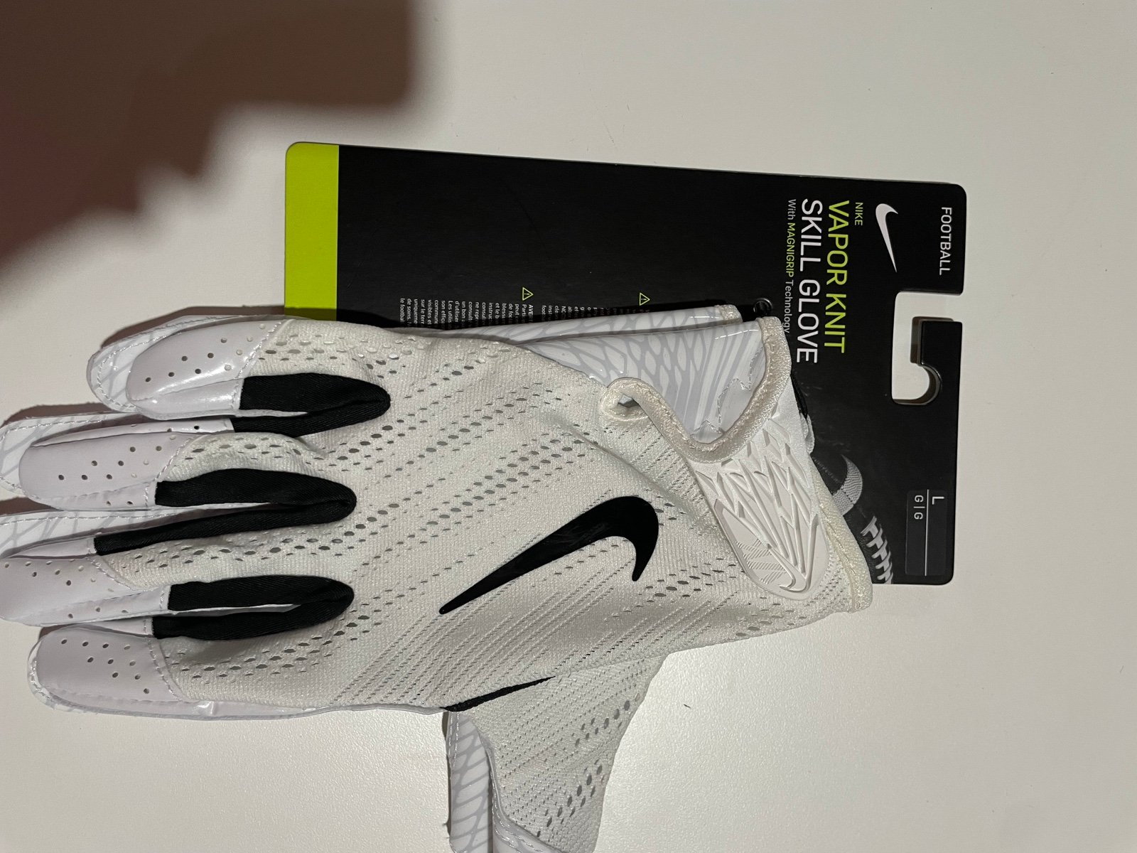 Nike Vapor Knit Football Skill Gloves Receiver Adult Size L White N